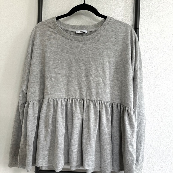 Light Gray Peplum Blouse with Long Sleeves by Fate. Size: Medium. - Picture 3 of 3